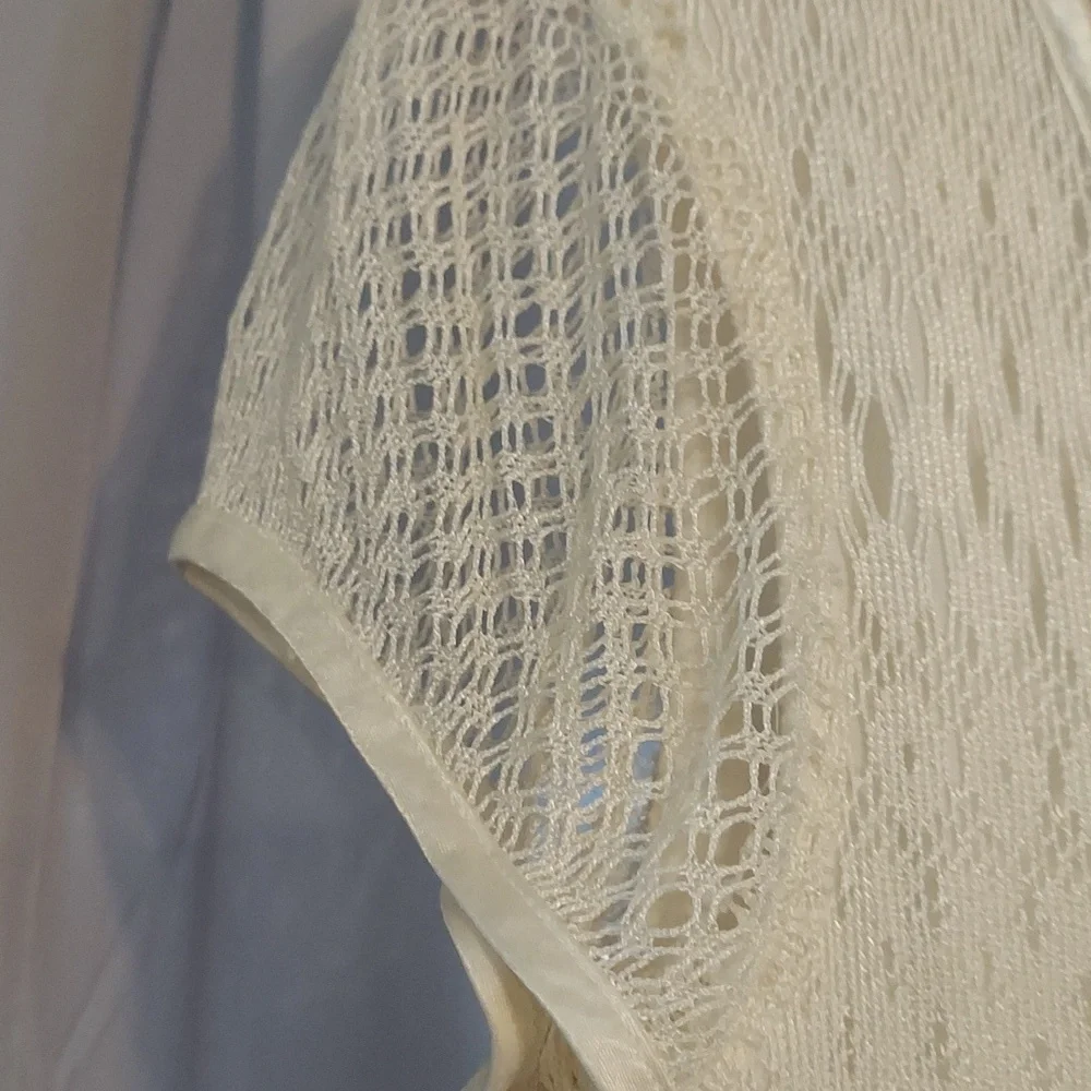 Vintage Superstition New York Crochet Overlay Ivory Dress Size 14 - Picture 7 of 8